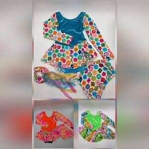 3 pcs Ice Figure Skating Dress Child XS Velvet Dance Costume with Skate Covers